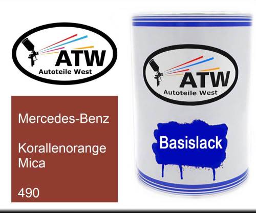 Mercedes-Benz, Korallenorange Mica, 490: 500ml Lackdose, von ATW Autoteile West.